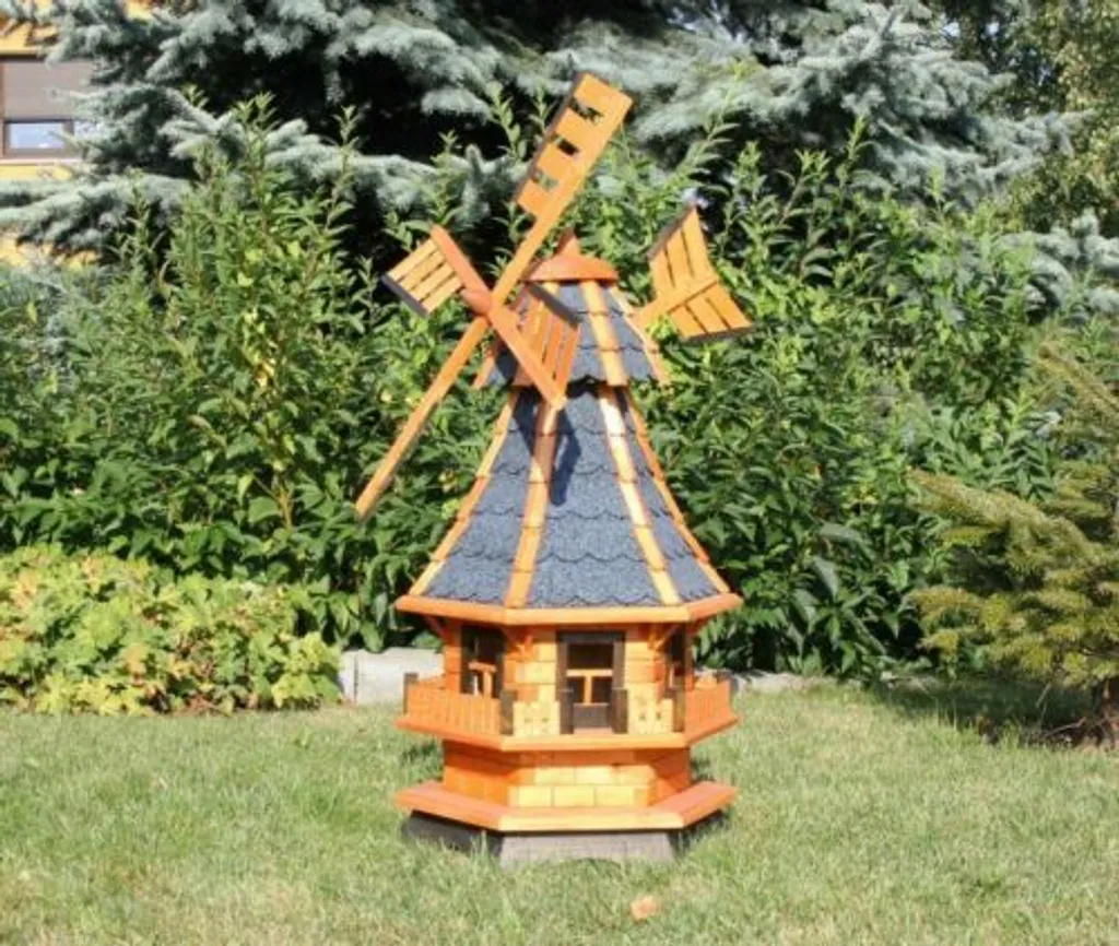 Moulin de jardin en bois silencieux avec rotation fluide et solaire