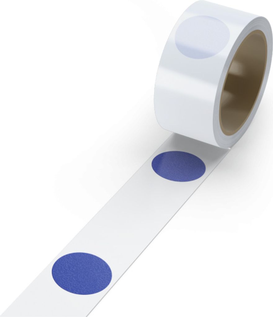Segmentierte Bodenmarkierungspunkte WT-5126, PVC, Blau, Ø 75 mm, Rolle 25 m