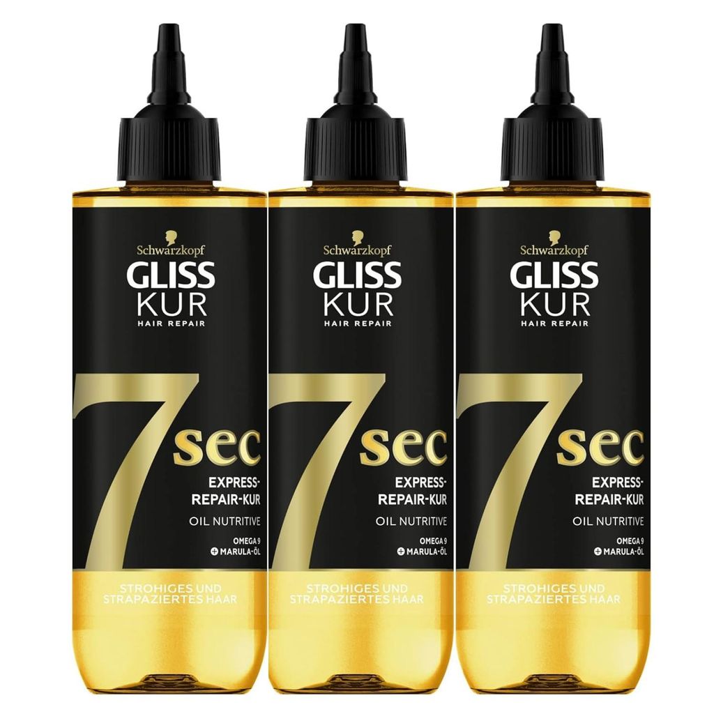 3 x Schwarzkopf Gliss Kur 7 Sec Express Repair Oil Produktbild 