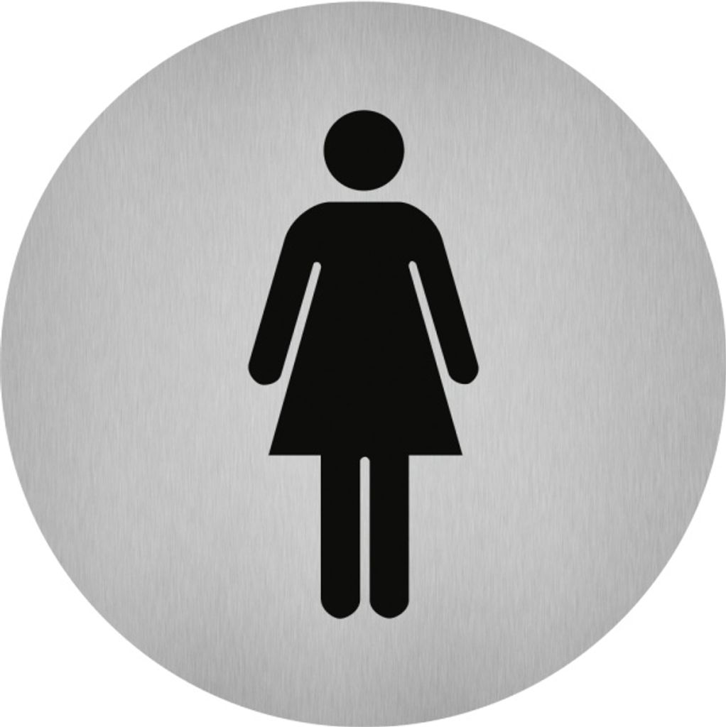 Dreifke Aufkleber - Piktogramm WC Damen, Edelstahl, selbstklebend, Ø 50 mm