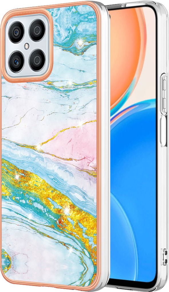 Hülle für Honor X8 4G Muster TPU Silikon Stoßdämpfer Bumper Schutzhülle Türkis