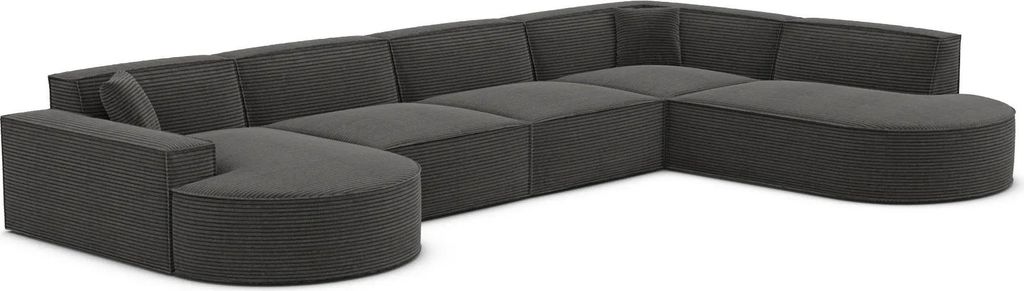 Cord U-Form XL Lounge Wohnlandschaft Brevia Dunkelgrau Links