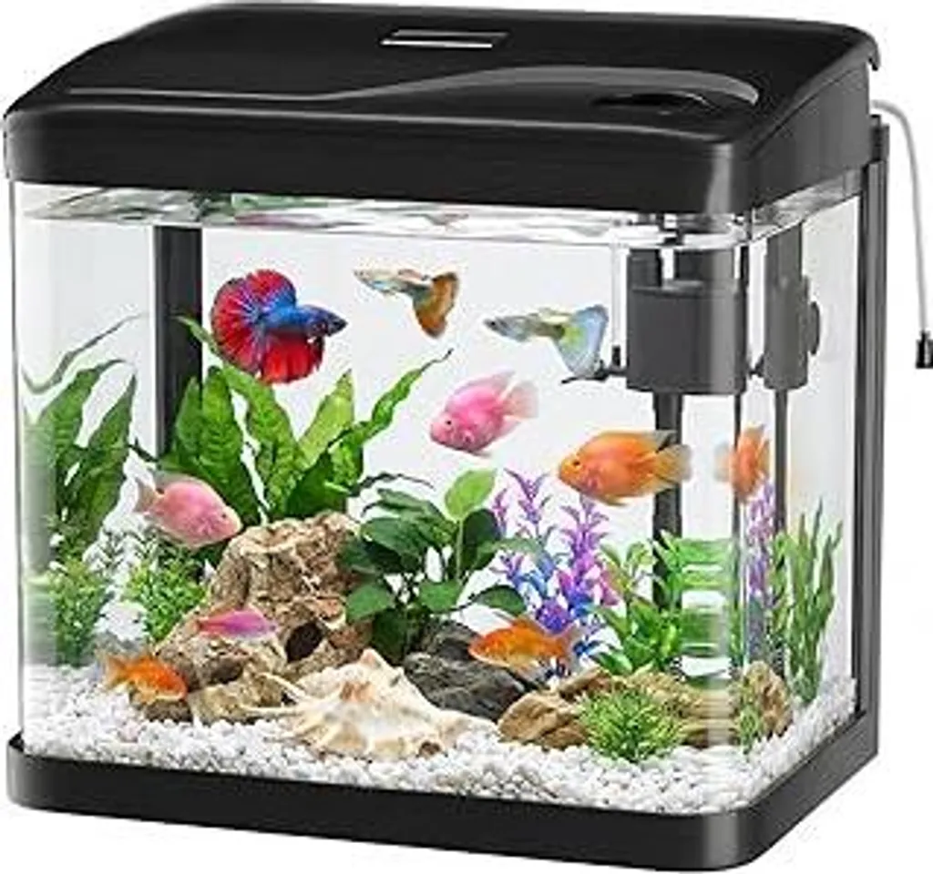 Set acquario da 6 litri Nano Fischtank Acquario con luci LED e sistema di filtraggio Set completo per acquario piccolo Nero