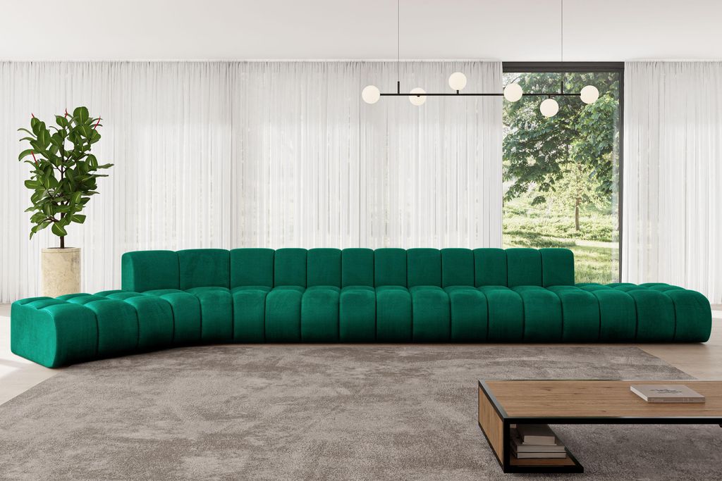 ALTDECOR Modulares Sofa Ecksofa in L-Form - Solven-L3 - 562x174x70 cm Grün - Corner modular Sofa Eckcouch Couch Wohnlandschaft Cauchsofa Bodensofa...