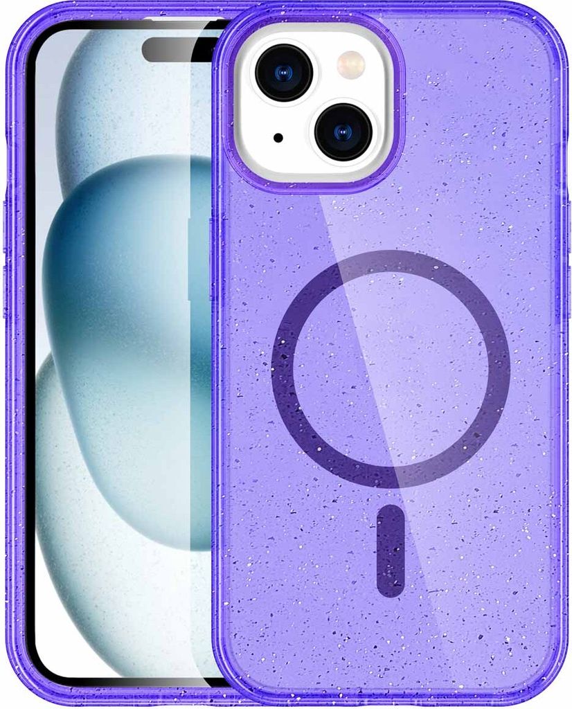 imoshion Sparkle Back Cover mit MagSafe iPhone 15 - Glitzer Violett