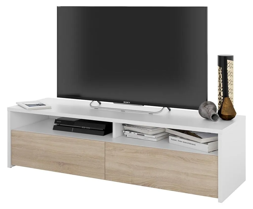 Meuble TV Salon 130 cm Kioto - Solution de Rangement pour Petit Espace