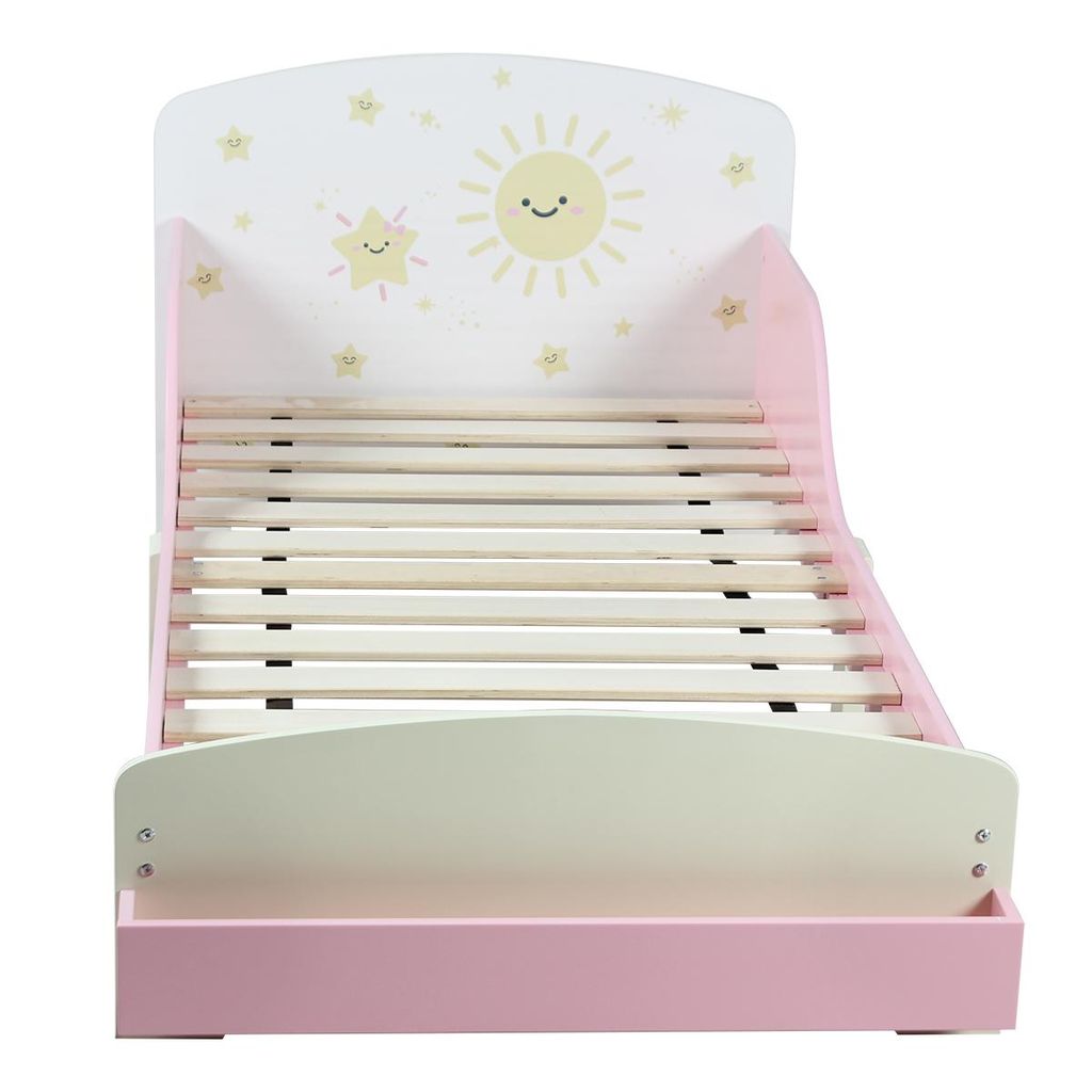 Kinderbett Weiß-Rosa mit Sonne-Stern-Nachbildung, Produktbild 