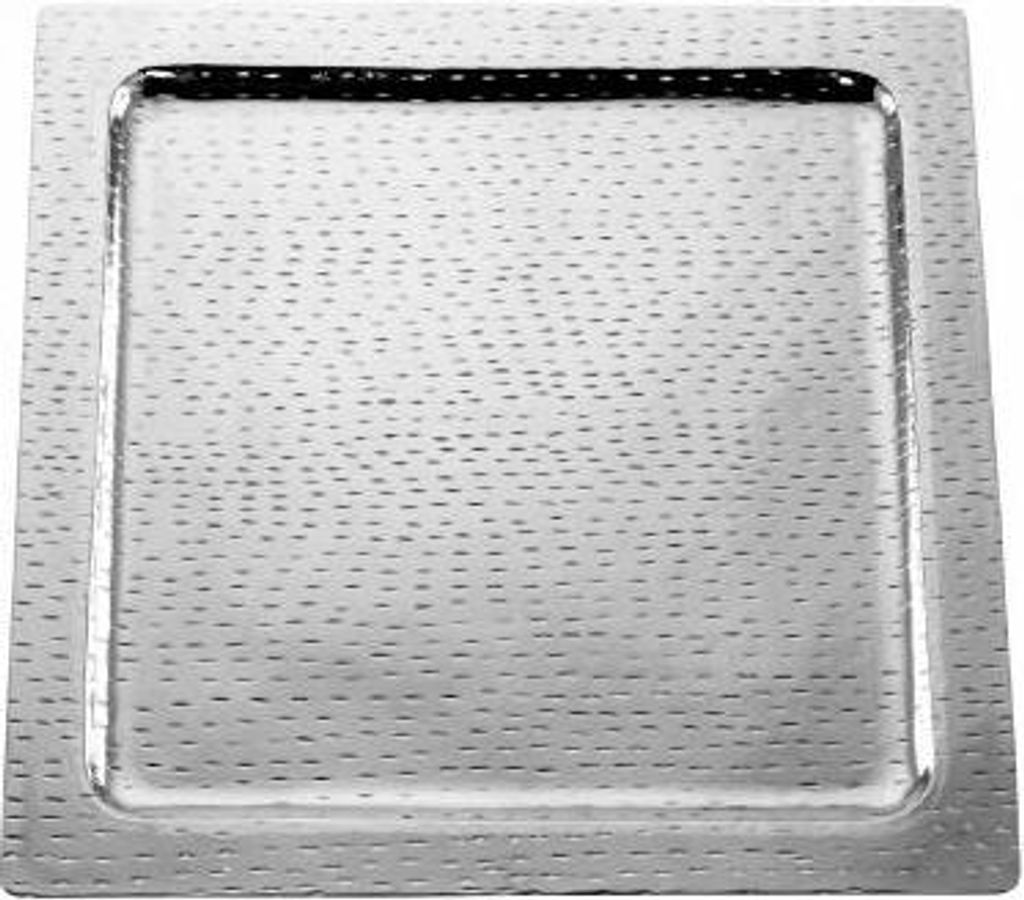 Tablett quadratisch, Reiskorn, Groß Durchmesser 50,0 cm Aluminium vernickelt