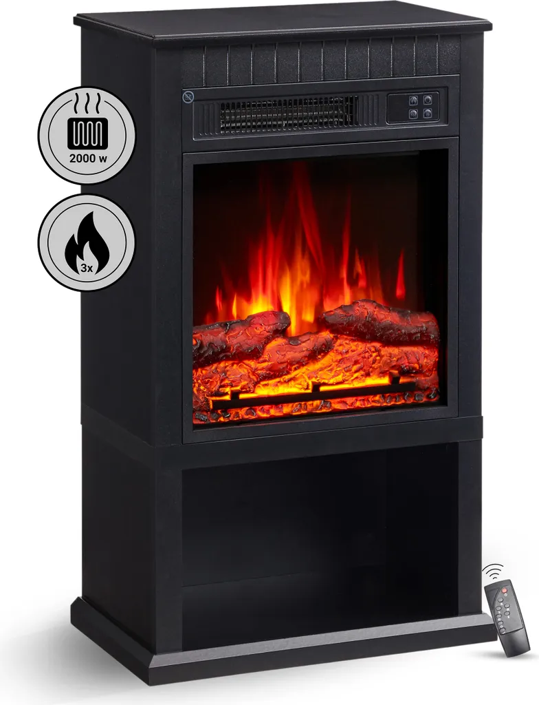 Cheminée électrique BALDERIA Ember - Chauffage sans conduit noir mat