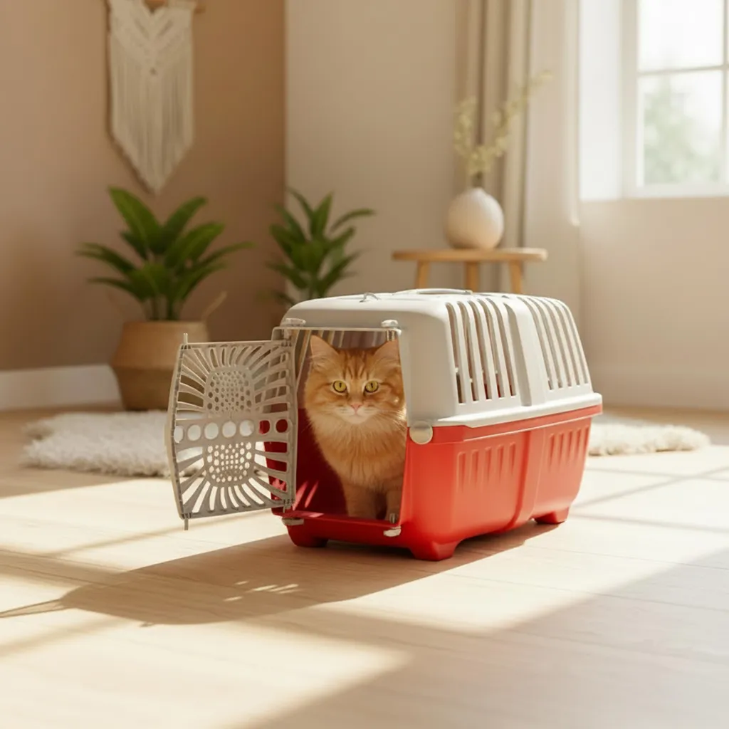 Trasportino Gatto Belviona Rosso Vino - Plastica Rigida 48x31,5x33 cm