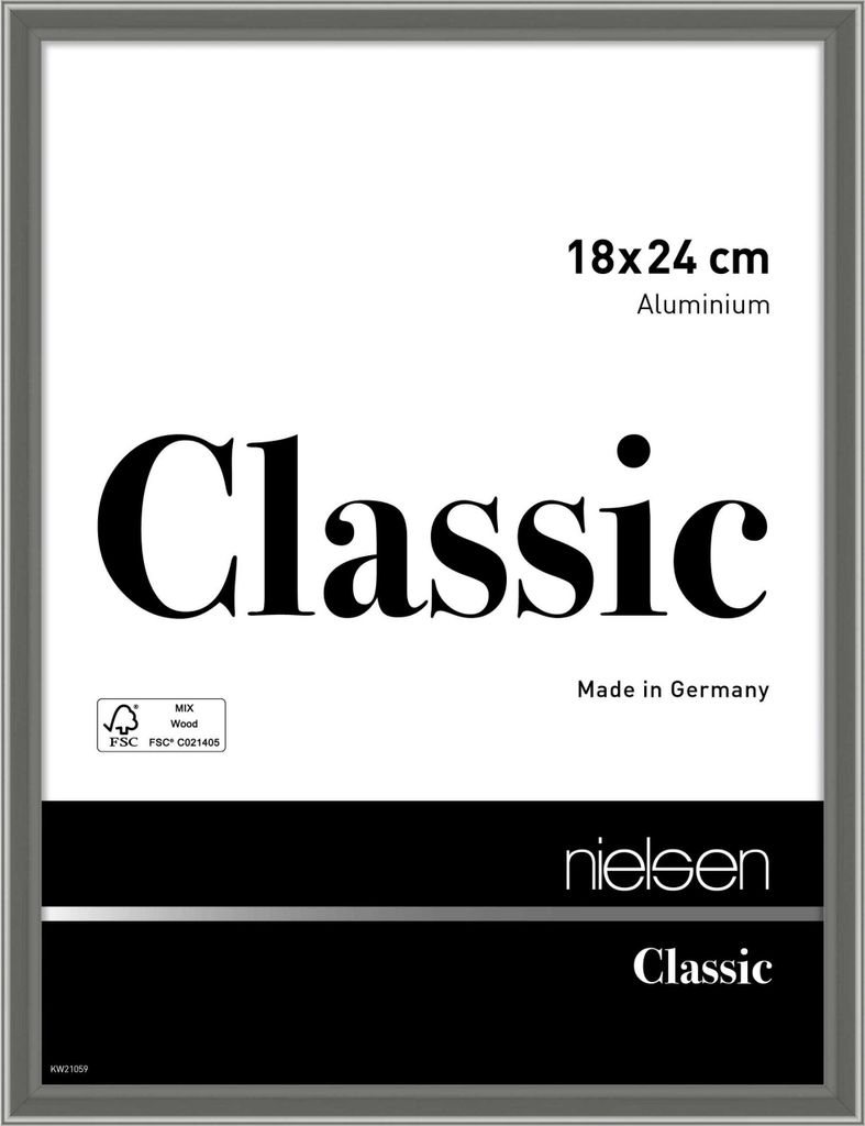 nielsen Aluminium Bilderrahmen Classic, 18x24 cm, Contrastgrau