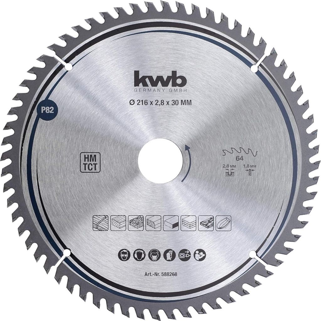 kwb Kreissägeblatt 216 x 30 mm Z 64 für Arbeitsplatten & Holz