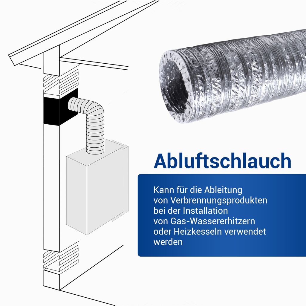 Schlauch Abluft 100mm 15m PVC | Flexibel Mit Drahtspirale | Schwer Entflammbar Weiß