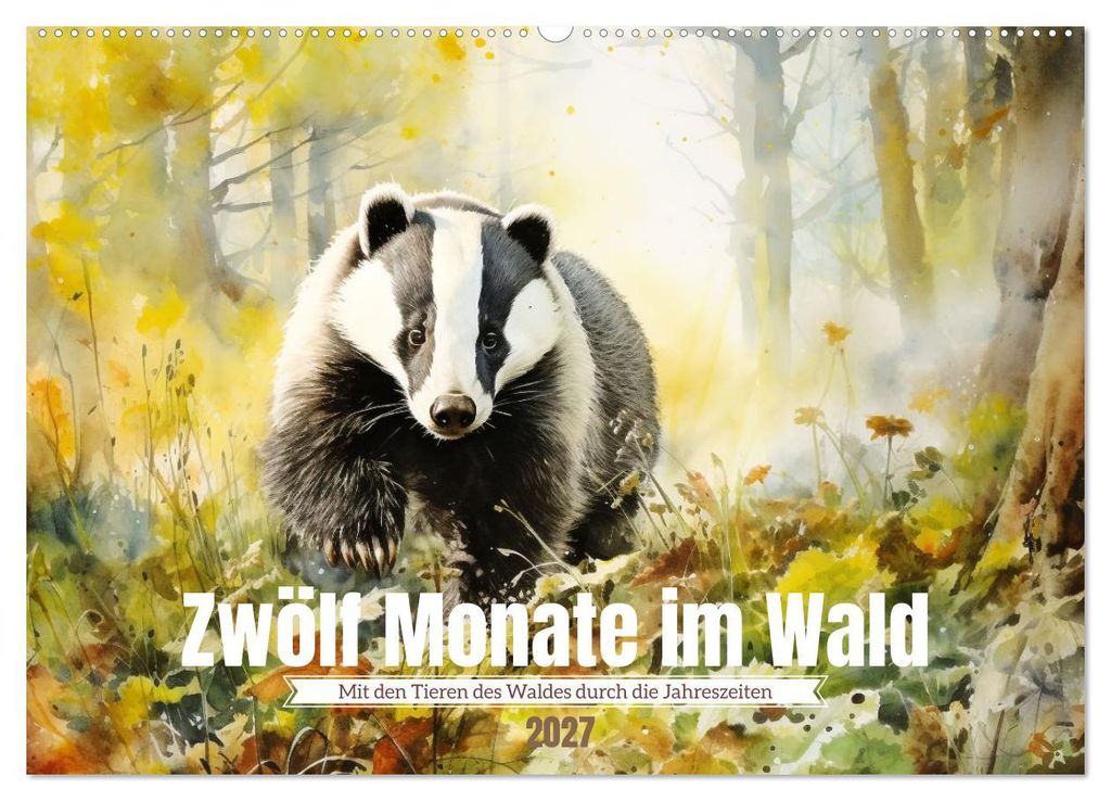 Zwölf Monate im Wald (Wandkalender 2027 DIN A2 quer), CALVENDO Monatskalender
