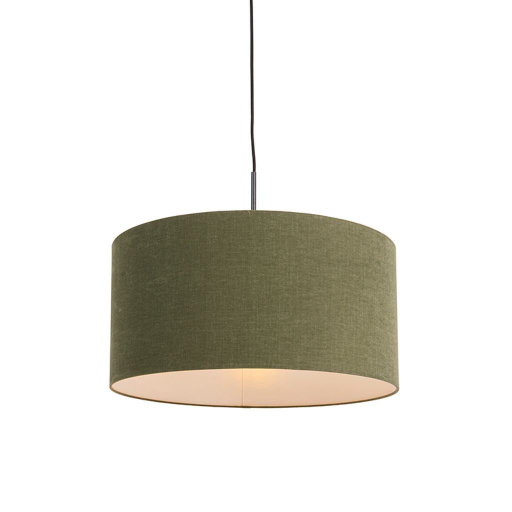 QAZQA - Modern Hängelampe I Pendellampe I Pendelleuchte schwarz mit grünem Schirm 50 cm - Combi 1 I Wohnzimmer I Schlafzimmer - Textil Rund - LED...
