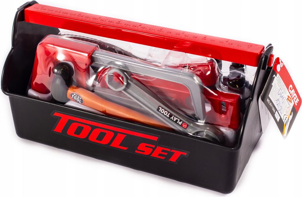 Kinder Werkzeugkasten mit Werkzeug Set Hammer Säge Zange Spielzeug Handwerker Box