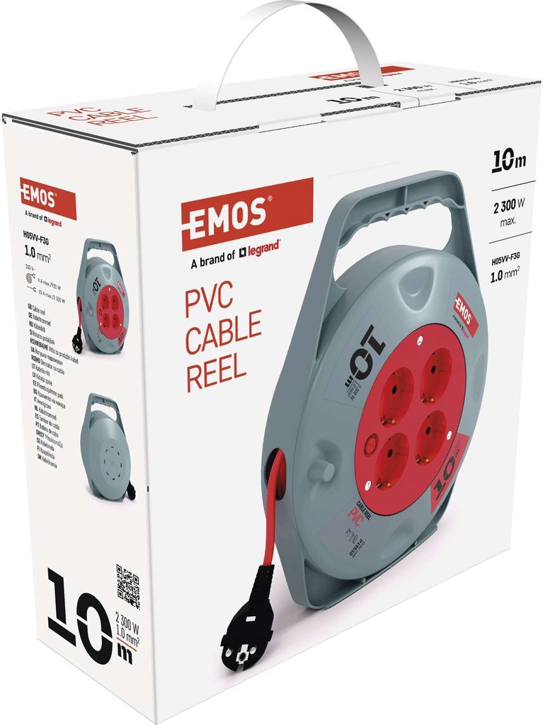 EMOS Mini-Kabeltrommel 10m, 4-fach Kabelbox, Kabelrolle, Produktbild 10