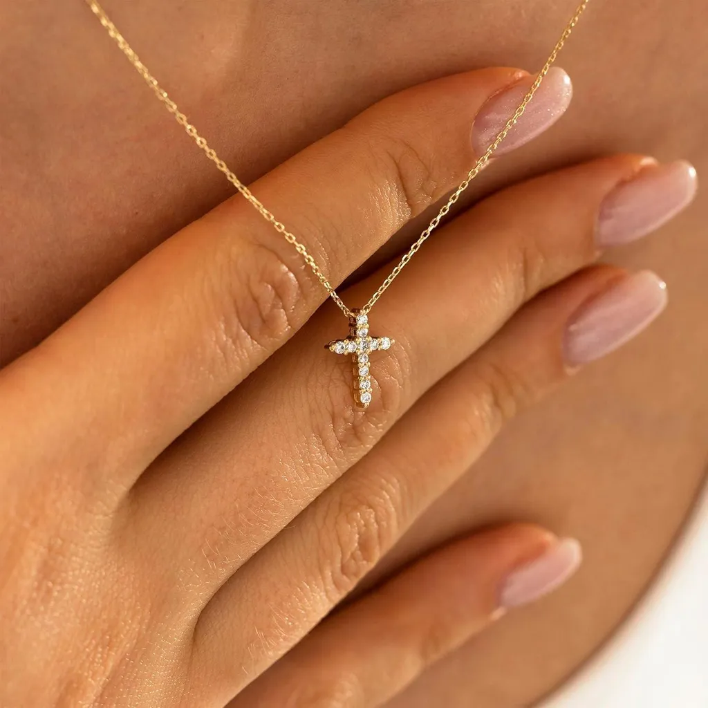 Collier Plaqué Or 14K Double Chaîne Croix EVALICTING Anti-Ternes - 5
