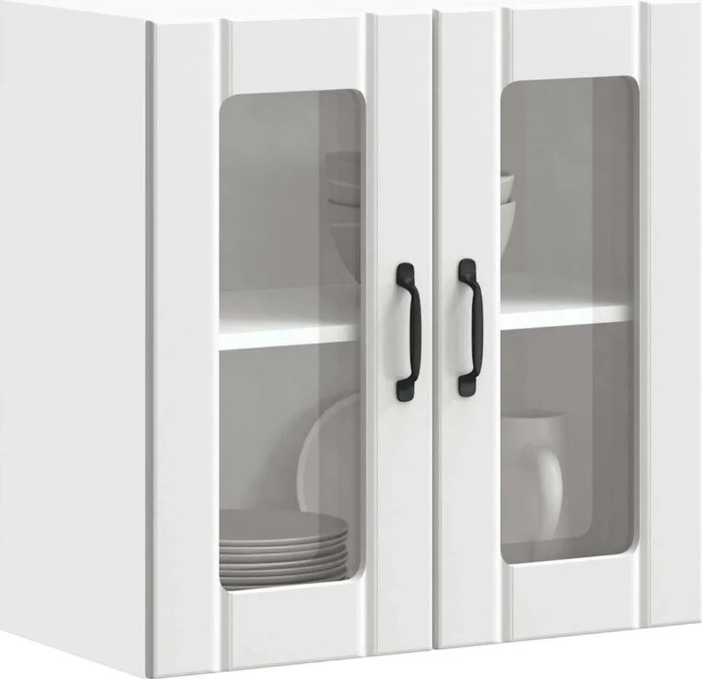vidaXL Mobile Cucina Lucca: Pensile Bianco con Anta Vetro Elegante