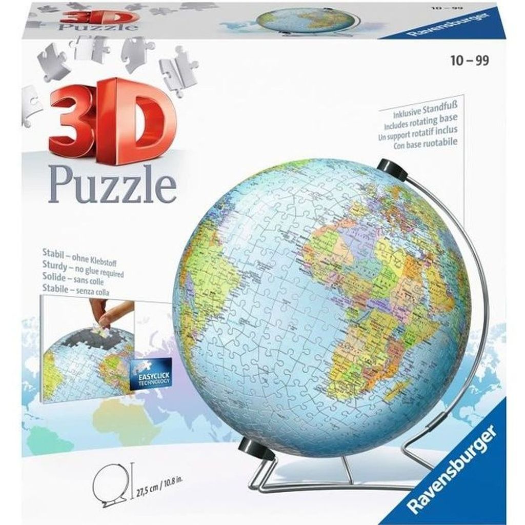 3D Globe Puzzle 540 pieces - Ravensburger - Educational for Immagine del prodotto 