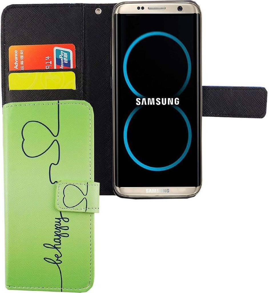 Handyhülle Tasche für Handy Samsung Galaxy S8 Be Happy Grün