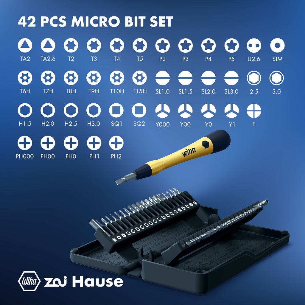 Wiha zai Hause Micro Bit Set mit ESD Feinmechanik Produktbild 8