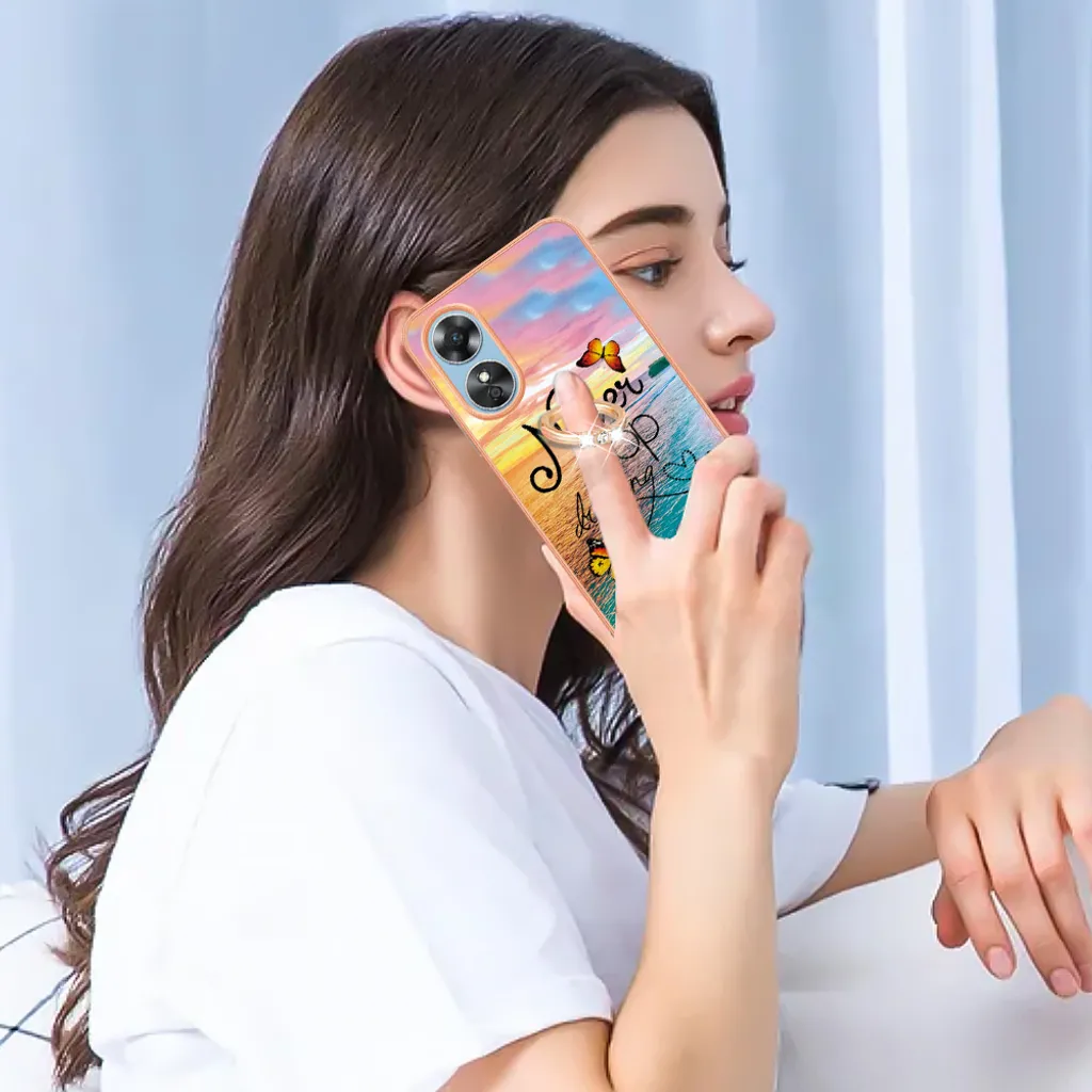 JIAFEI Custodia Cover per Oppo A17, Custodia in Vetro Temperato a