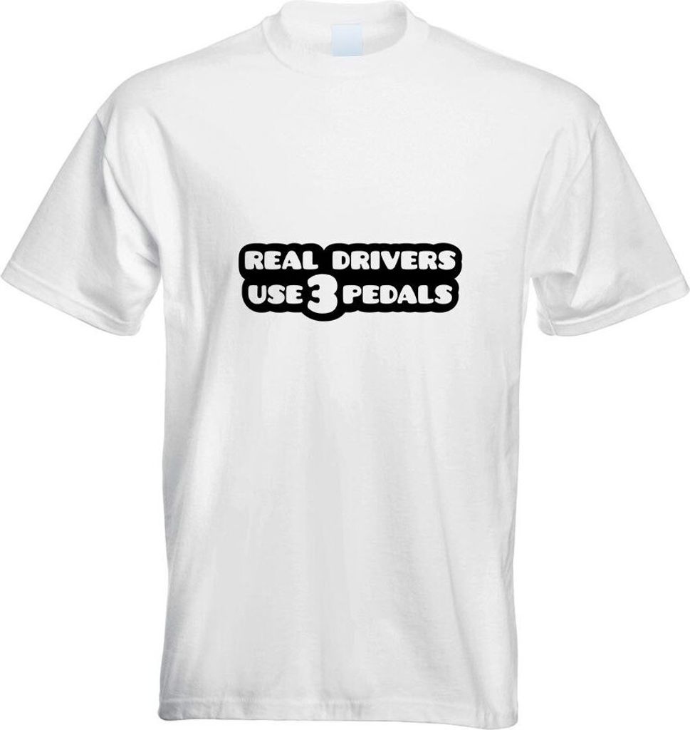 Kiwistar - T-Shirt - Weiss - Real Drivers use 3 Pedals Motiv Bedruckt Funshirt Design Print - mit Motiv Bedruckt - Funshirt Design - Sport - Freize...