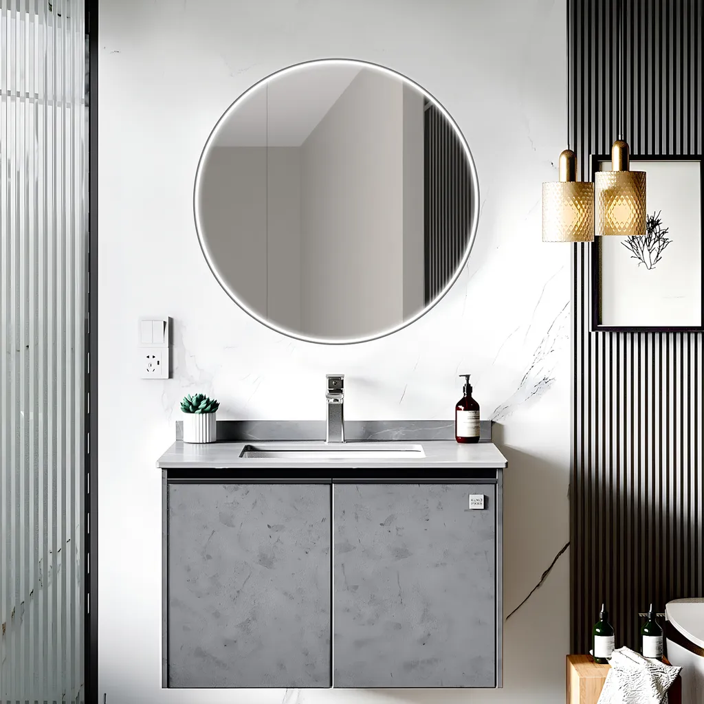 Armoire de toilette lumineuse Talos Black avec paroi arrière miroir