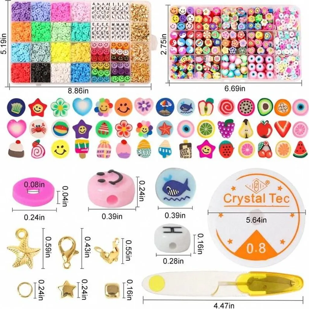 Kit Perline Argilla Polimerica 15 Colori – 2925 Pezzi Per Gioielli Fai Da Te, Heishi E Forme Varie