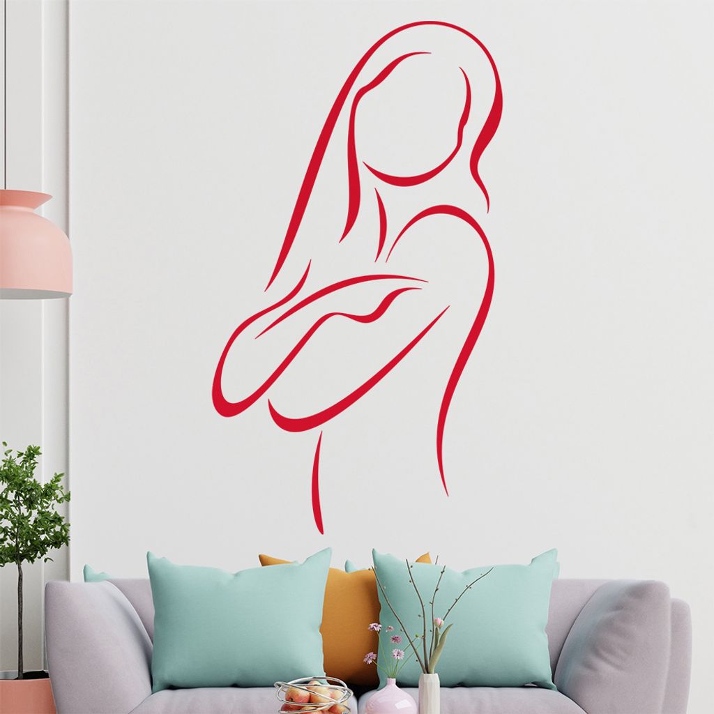 Frau sich umarmend - Linien Wandtattoo in 6 Größen - Wandaufkleber Wall Sticker - Dekoration, Küche, Wohnzimmer, Schlafzimmer, Badezimmer
