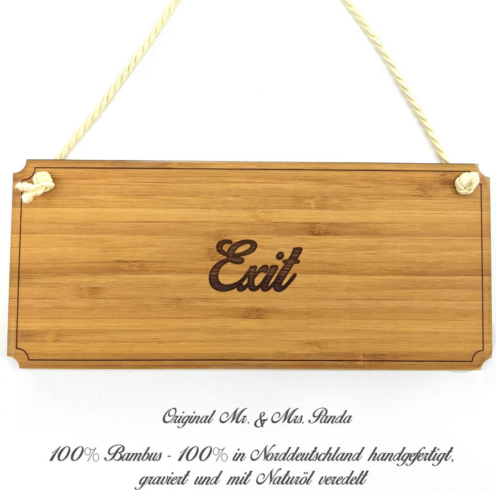 Mr. & Mrs. Panda Holzschild Exit - Geschenk, Infotafel, Schild, Geschenkidee, Graviert, Landhaus, Reklameschild, Shabby, Hinweisschild, Türschild