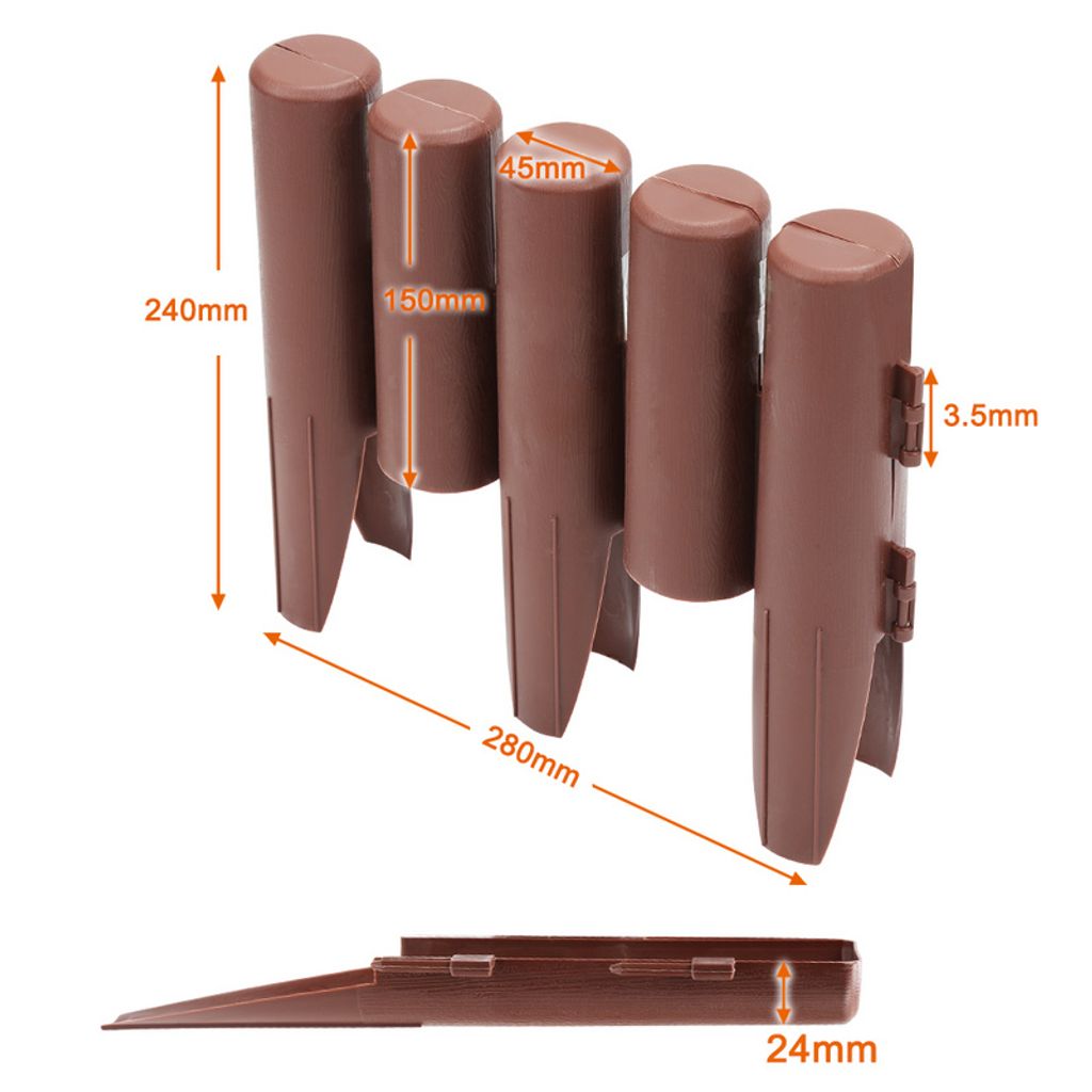 Bordo Per Prato Effetto Legno Antracite – 2,8 Metri – Palizzata Da Giardino Resistente UV E Gelo