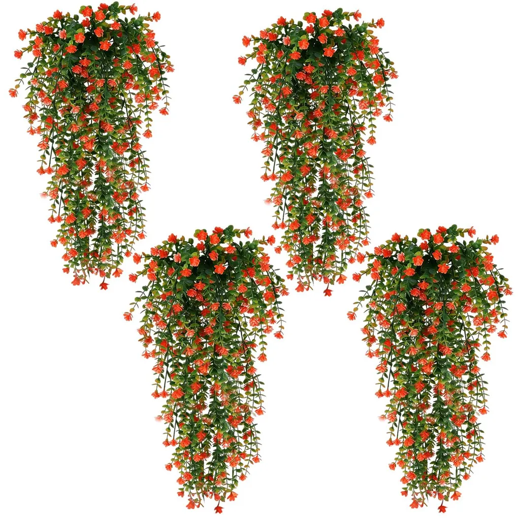 Plante artificielle eucalyptus et camélia rouge pour déco intérieure