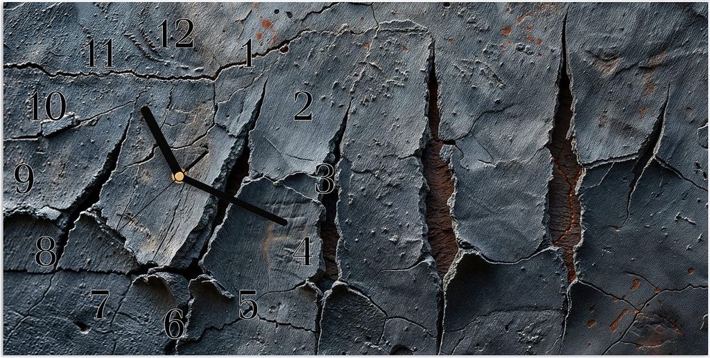 Wanduhr aus Glas mit Motiv Rissige Oberfläche- 60 x 30 cm - inkl. Aufhängesystem