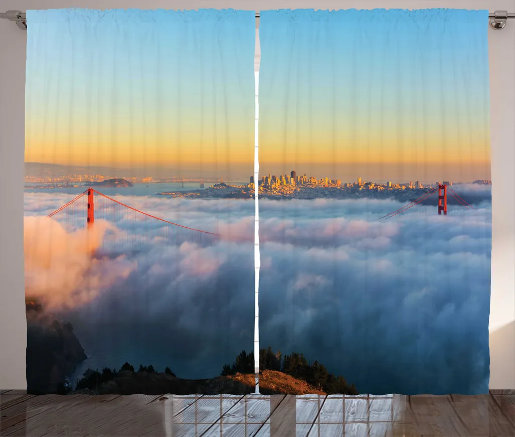 Rideau de salon imprimé San Francisco avec crochets 280 x 225 cm
