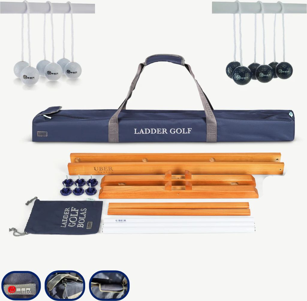 Ubergames - Leitergolfspiel - Harte Golfbälle - Schwarz/Weiß - Hartholz - Mit Tasche