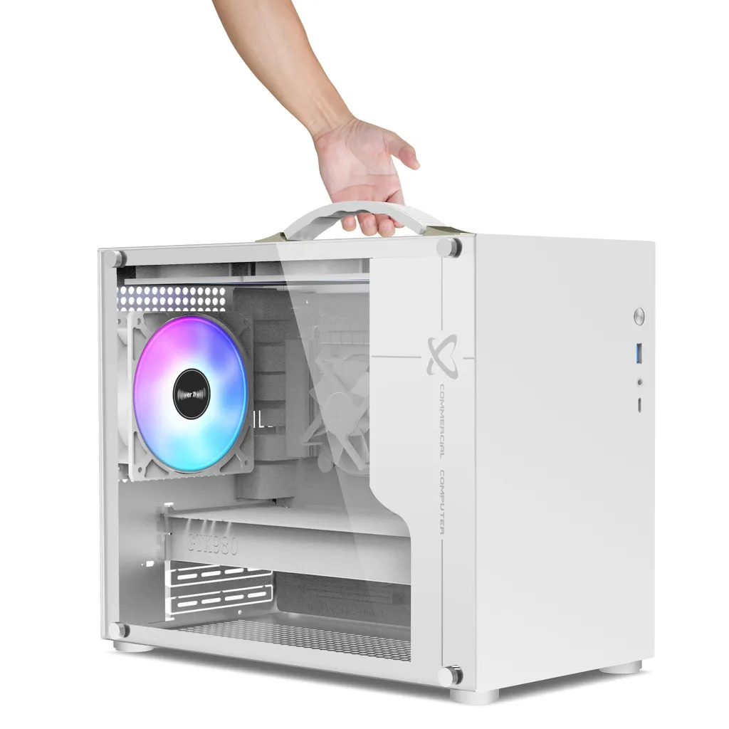 Case PC Micro ATX Bianco con Ventole aRGB - Compatto e Portatile