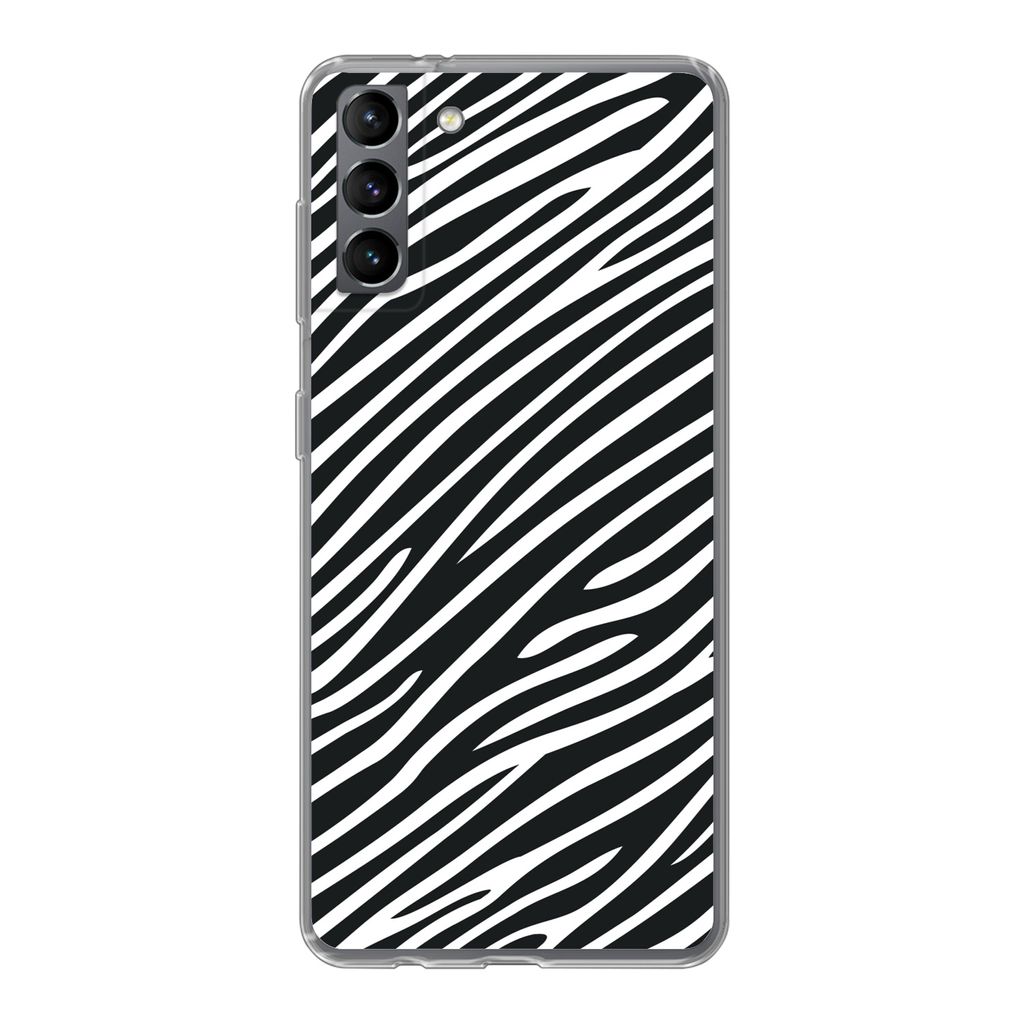 MuchoWow Handyhülle Schutzhülle Hülle für Samsung Galaxy S21 Plus Tiermuster - Zebra - Schwarz Silikon Softcase Handy Hülle - Handy-Tasche