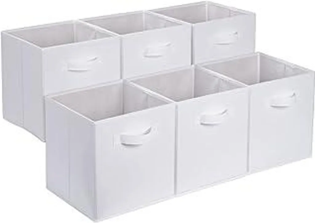 Cubo Organizer Tessuto Bianco 26x26x28 cm - Set 6 Pezzi Salvaspazio