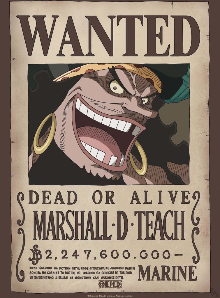 Poster One Piece Wanted Blackbeard 38x52cm