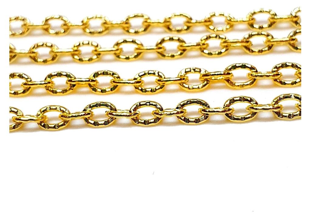 3 Meter Gliederkette Oval 4mm Gold für Schmuckherstellung