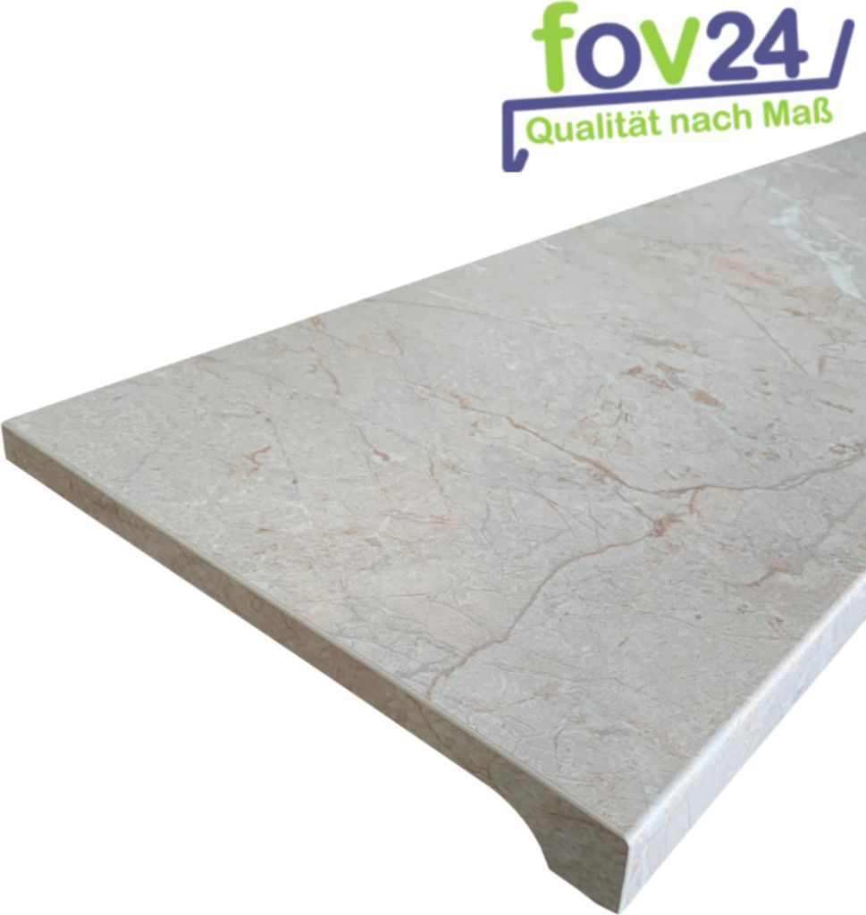 Werzalit Fensterbank Exclusiv Marmor Beige, Tiefe: 550 mm x Länge: 500 mm mit ABS Kante einseitig