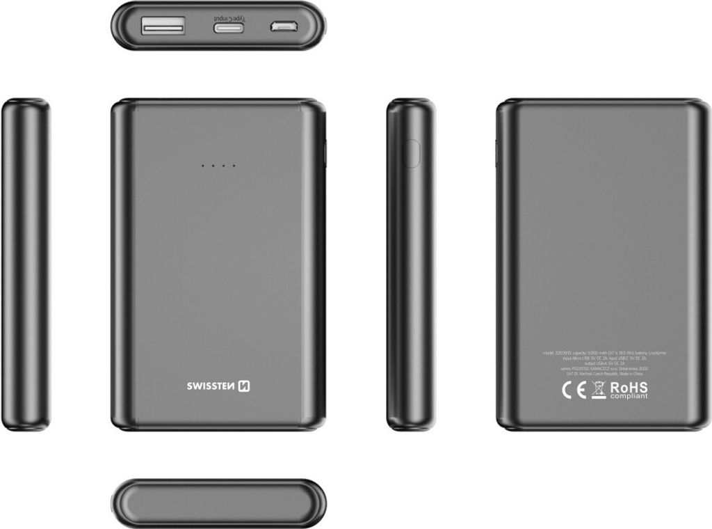 Swissten MINISW5K, 5000 mAh, 10 W, Schwarz Produktbild 
