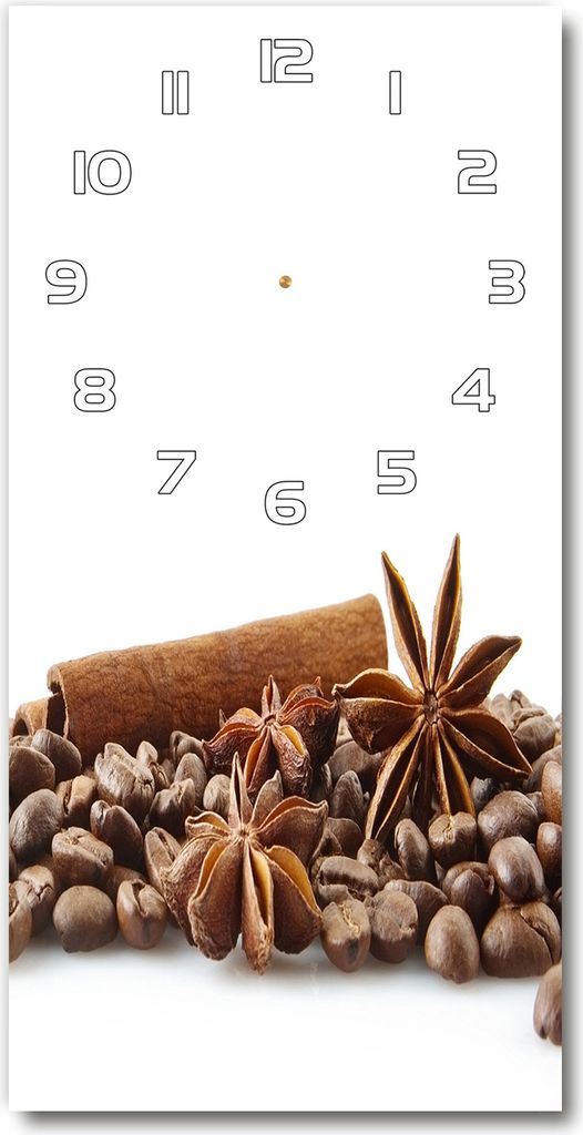 Wanduhr aus Glas – 30x60 cm - Glasbild - Glasuhr - Gehärtetes Glas -Körner Kaffee