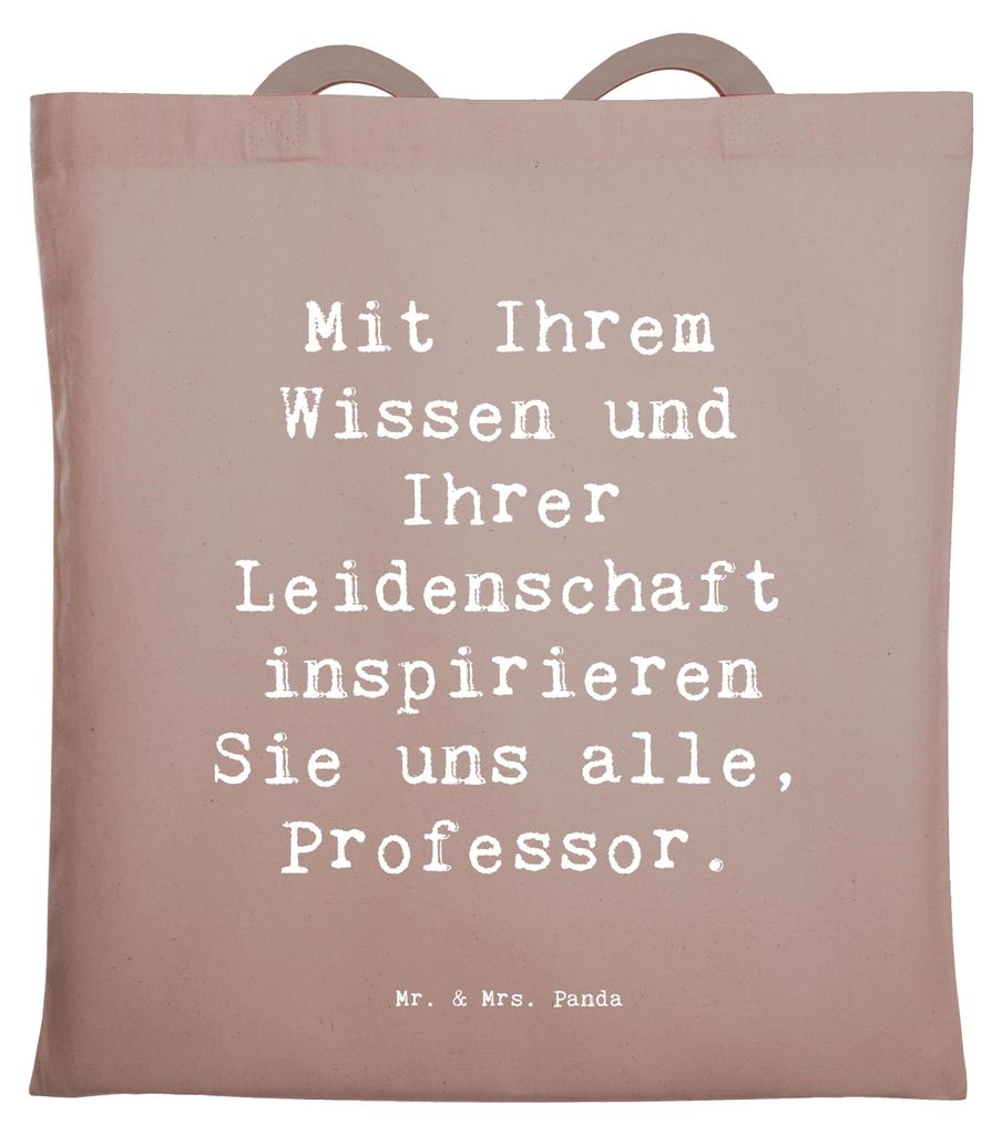 Mr. & Mrs. Panda Shopping Tasche Spruch Inspirierender Professor - Braun Pastell - Geschenk, Uni, Herz, Danke sagen, Hingabe, Inspiration, Aufmerks...