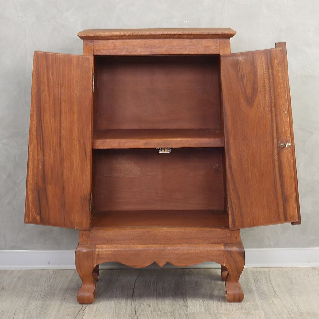 Flurschrank Braun Barock Holz Dielen Schrank Wohnzimmer Akazie Rosen Muster Verzierung 80 cm