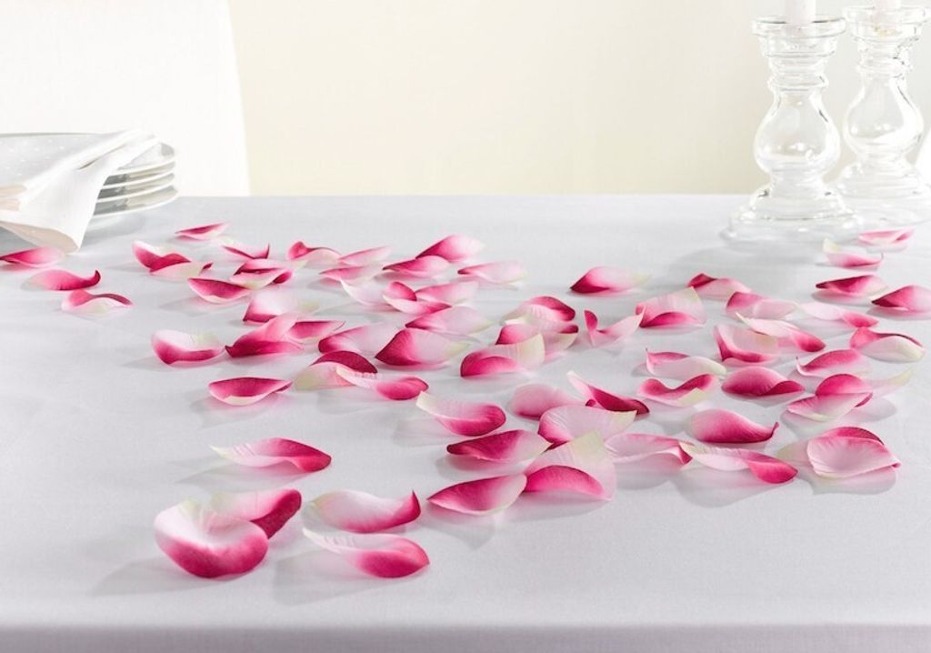 130er Set Dekostreuer "Blütenblätter" rosa Textilblüten, Tischdeko, Streudeko