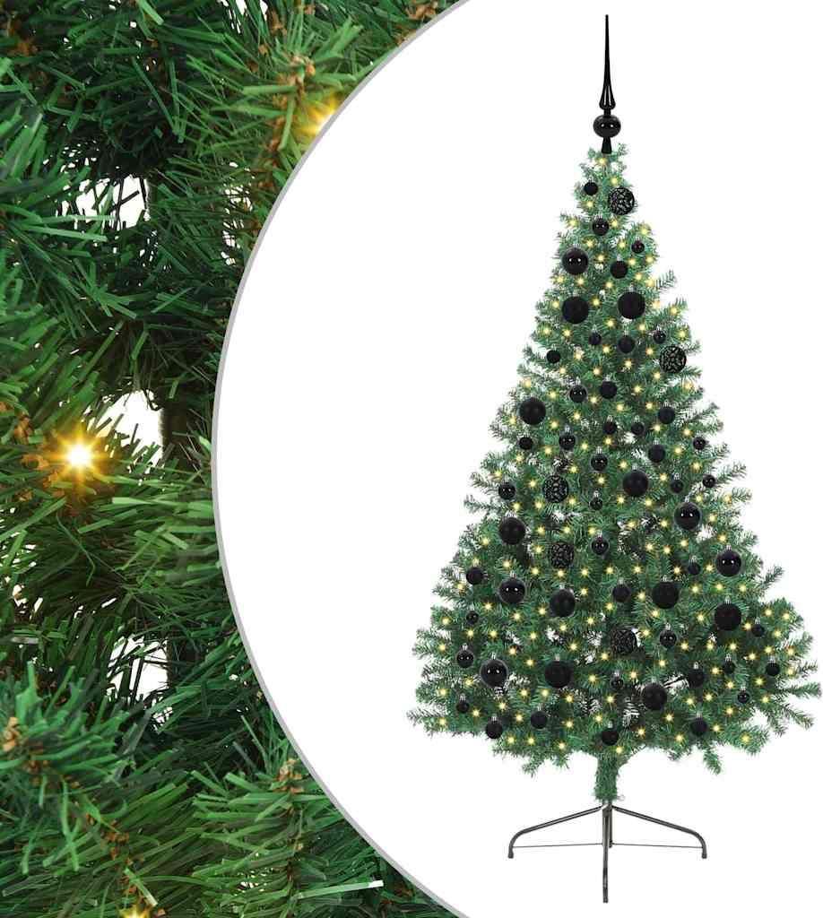 vidaXL Künstlicher vorbeleuchteter Weihnachtsbaum Grün 180 cm PVC