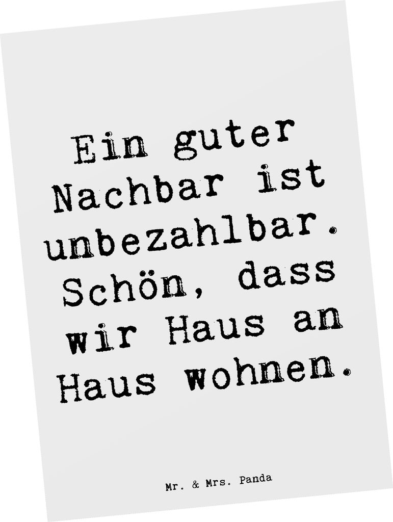Mr. & Mrs. Panda Grußkarte Spruch Guter Nachbar - Weiß - Geschenk, Geschenkidee, Bedanken, Dankeschön, Gemeinschaft, Danke sagen, Ansichtskarte,...